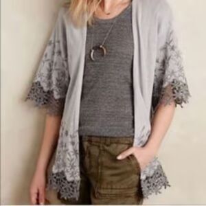 Anthropologie | Brielle Embroidered Kimono Cardigan Fairy Whimsigoth Boho Size M